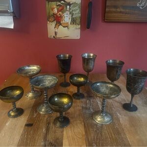 LOT of 10 silver goblets